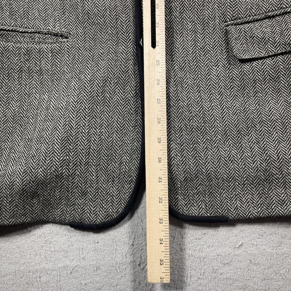 Harris Tweed Blazer Mens 42L Herringbone Elbow Patch Wool Jacket Academia - Picture 4 of 9